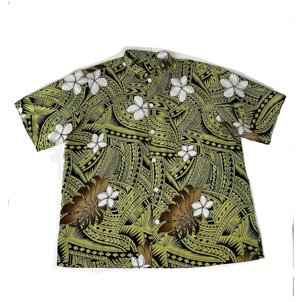 Hawaiian Shirt Mens Size XXL  Button Up Tribal Floral Green No Tag